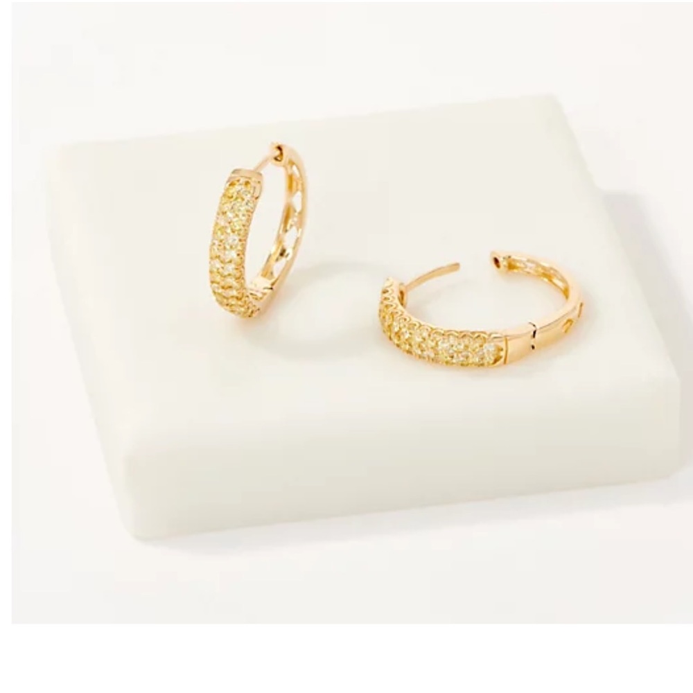 As Is" Affinity 14K Natural Yellow Diamond Hoops, 1/2cttw